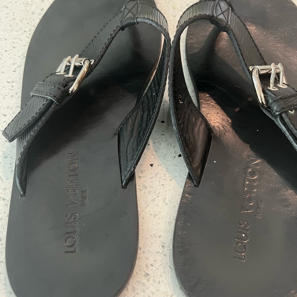 Louis Vuitton authentic sandal flip flops slides leather US size 10 black - Picture 13 of 13